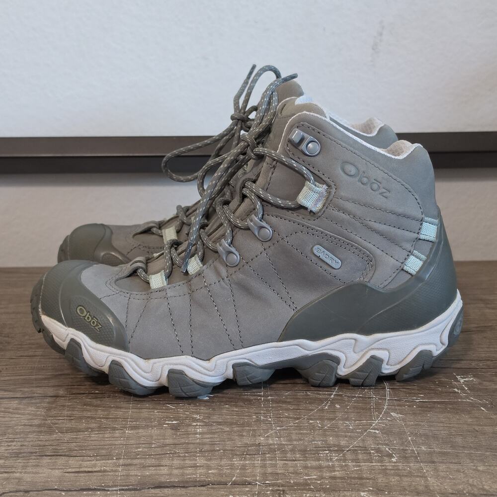 Oboz Bridger Mid Women's B-Dry Waterproof Hiking Boots Shoes Size 9 Frost Gray